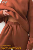 Suit Solid Casual Tracksuit Women Fleece 2 Pieces Set Winter Spring Sports Warm Sweatshirts Pullover Sweatpants