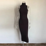 Vestidos De Verano 2021 Summer Blue Evening Maxi Long Dress Turtleneck Bodycon Outfits Woman Backless Party