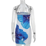 Sequin Printed Halter Mini Dress-Outfit