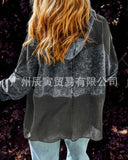 The Ins Fall Ladies Hooded Jacket · Niche Make Old Cotton Hoodie Waffg Patchwork Loose Coat-Outfit