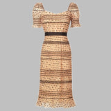 New Summer Short Sleeve Self Portrait Dress Women Square Collar Sexy Mesh Polka Dot Bodycon Designer Runway