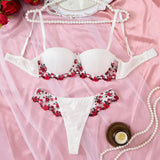 White Patchwork Lingerie Set-Outfit