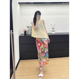Fongt Folds 2025 Spring And Summer New Design Sense To Reduce The Age Of The Thin Explosion Super-Looking Flower Half-Body Skirt