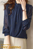 New High-End Temperament Elegant Fashion Chiffon Long Sleeve Blouses Pullovers for Women Office Lady All-match Chic