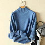 Thicken Sweater Womens Casual Warm Velvet Lined Big Size 4xl Knit Pullover Half Turtleneck Poleras Soft Knitwear
