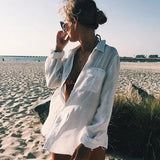 Fongt Women's Day Silk Bamboo Shirt Beach Vacation Coat Bikini Sweater Women's Swimsuit Sunscreen Cardigan