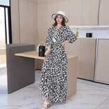 Printed Medium-Sleeved Dress-Outfit