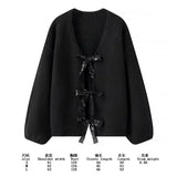 Fongt 2025 New Women's Fashion Casual Bow Tie With Small Fragrant Knitted Cardigan Jacket