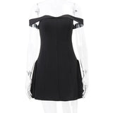 Off-Shoulder A-Line Mini Dress-Outfit