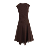 Fongt Spring Pure Lust Wind Sexy U-Neck Casual Elastic Waist A-Word Dress Skirt