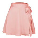 Solid High Waist Sweet Fashion Lace-up Chiffon Satin Wrap