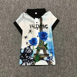 Summer New Floral Short Sleeve Vintage Blouse Turn Down Collar Shirt Blusas Feminino Ladies Blouses Womens