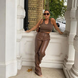 Wide Leg Leather Pants-Outfit
