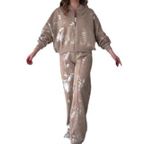 Fongt Summer New Fashion Sleek Print Zipper Leisure Jacket Two Sets