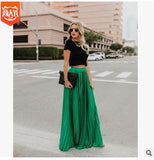 Fongt 2024 New Large-Size High-Waisted Half-Dress Women's Large Swing Skirt Wrinkles Long