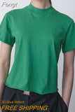 Cotton T-Shirts for Women 2023 Summer Clothing Fashion Short Sleeve Simple Tee Shirt T-Shirt Chic Female Casual Tees