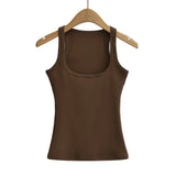 Trendy Women's Wear Pure Collar Solid Color Bottom Vest Summer New Style Slim Sleeveless Halter Top-Outfit