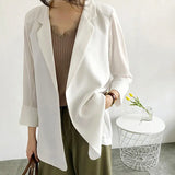 Fongt Small Suit Jacket Female 2024 Spring And Summer New Korean Version Loose Sunscreen Clothes In The Long Air Conditioning Cardigan Thin-Outfit