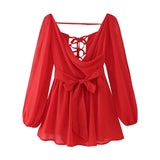 Fongt Women's ZA Summer New Temperament Light V Neck Shoulder Sleeves Tethered Dress