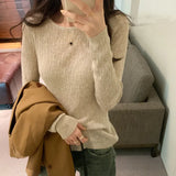 Bamboo Hemp Long-Sleeved Stretch Bottoming Women's Autumn And Winter New Solid Color Thin Sweaters-Outfit