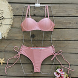 Multi-Color Solid Color Choreette Sling Sling Chest Hard Bag Bikini 2025 New High-Waisted Split Swimsuit