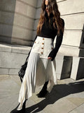 Fongt Temperament Elegant Wind 2025 Autumn New Solid Color Splicing Irregular Surrhetic Folding Mid-Dress Skirt Half-Dress Woman Trend