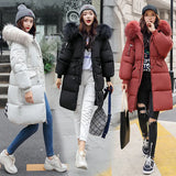 Down Cotton-Padded Jacket Female Long Bread Suit Big Wool Collar Cotton-Padded Jacket 2024 New Korean Version With Thick Cotton-Padded Coat-Outfit