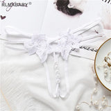 Hollow Out Hot Women Lingerie G-String Double Strap Pearl Massage Underwear Thong Solid Color Low Waist Temptation