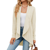 New Solid Color Long-Sleeved Cardigan Loose Jacket Knit Coat Female-Outfit