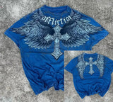 Fongt New T-Shirt Cross Wings Before And After Printing Round Neck Short-Sleeved Direct Selling Hot