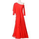 2024 Summer Modern Dance Dress New Custom Oblique Shoulder Floating Sleeve Ballroom Competition Waltz Dresses TH2796-Outfit