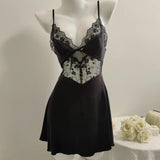 Fongt And Summer Sexy Pajamas Women Ice Silk Spliced Lace Sling With Chest Cushions Pyjamas Pure Spring And Summer