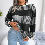 Red Wind Real Autumn And Winter Casual Slebbing Striped Long-Sleeved Knitted Sweater Women's