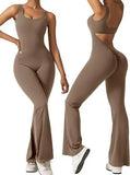 Fongt Women's Sleeveless Horn Jumpsuit Sexy Bare Back Vest Tightening Hip Yoga Jumpsuit