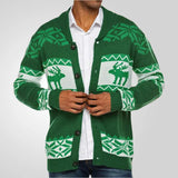 Fongt And Winter Men's Christmas Knitwear Button Open Shirt Sweater Jacket
