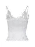 V Neck Lace Embroidery Cami Top-Outfit