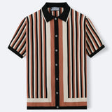 Fongt Men's Men's Striped Knits Iced Silk Knits Business And Leisure Polo