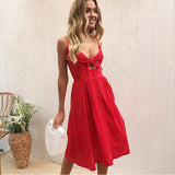 New Sexy Fashion Sling Button Back Bow Dress-Outfit