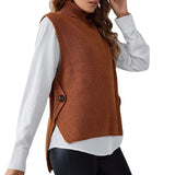 Fongt Women's Vest Pure Color Knit Turleneck Pullover Sleeveless Sweater