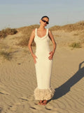 Fongt Autumn And Winter Hand-Woven Jasmine Rope Shoulder Strap Bag Hip Tuxedo Dress Tweed Long Dress LX0104