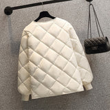 Short Cotton-padded Jacket Female Down Cotton Coat Autumn Winter Women Light Thin Quilted Lattice Parkas Casual Tops