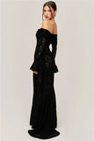 Lace Long Sleeve Off-shoulder Dress-Outfit