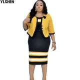 2 Piece Set African Dresses For Women Jacket Tops And Dress 2021 New Arrival Elegant Design Office Lady Suit African