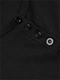 short-sleeved basic top with button placket and round