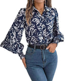 Shooting 2025 Autumn And Winter Elegant Bump Color Flower Lantern Sleeve Collar Shirt Women's