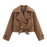Fongt Tie With Long-Sleeved Wind Coat Jacket Top 2025 Spring And Autumn New A14090