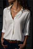 Long Sleeve Solid V-Neck Chiffon