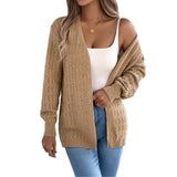 Fongt And Winter Pure Color Hollow Lantern Long-Sleeved Sleeve Sweater Long Coat Women's Clothing