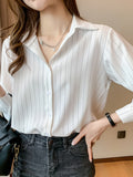 Woman Blouses 2023 Elegant and Youth Woman Blouses White Shirt Female Clothing Striped Women Tops Luxury Women's