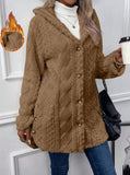 Fongt 2025 Ebaywish Hooded Solid-Colored Open-Shirt Button-Buttoned Long-Sleeved Casual Jacket